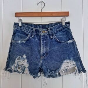 Perfectly Distressed Vintage Rustler Denim Cut-Off Shorts —Size 26